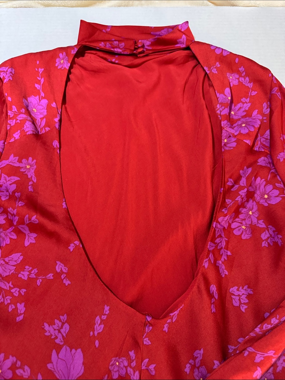 Free People Boho Aries Mini Dress Red with Purple Floral Print 175 - Picture 11 of 12